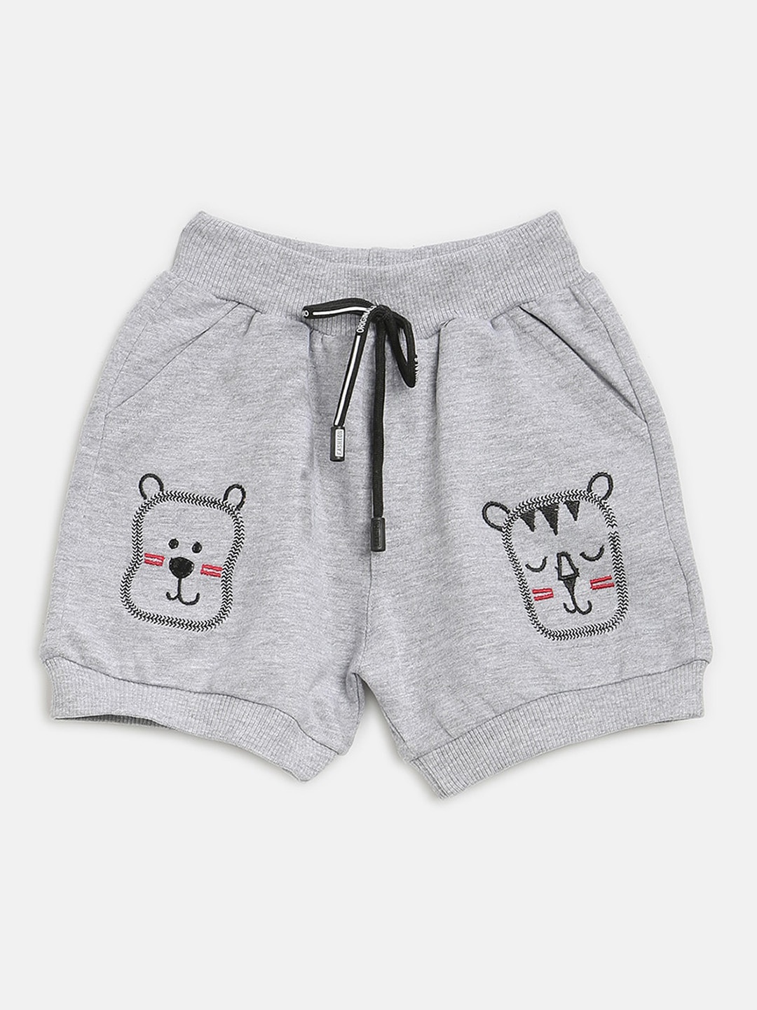 

V2 Value & Variety Girls Grey & Black Printed Regular Shorts