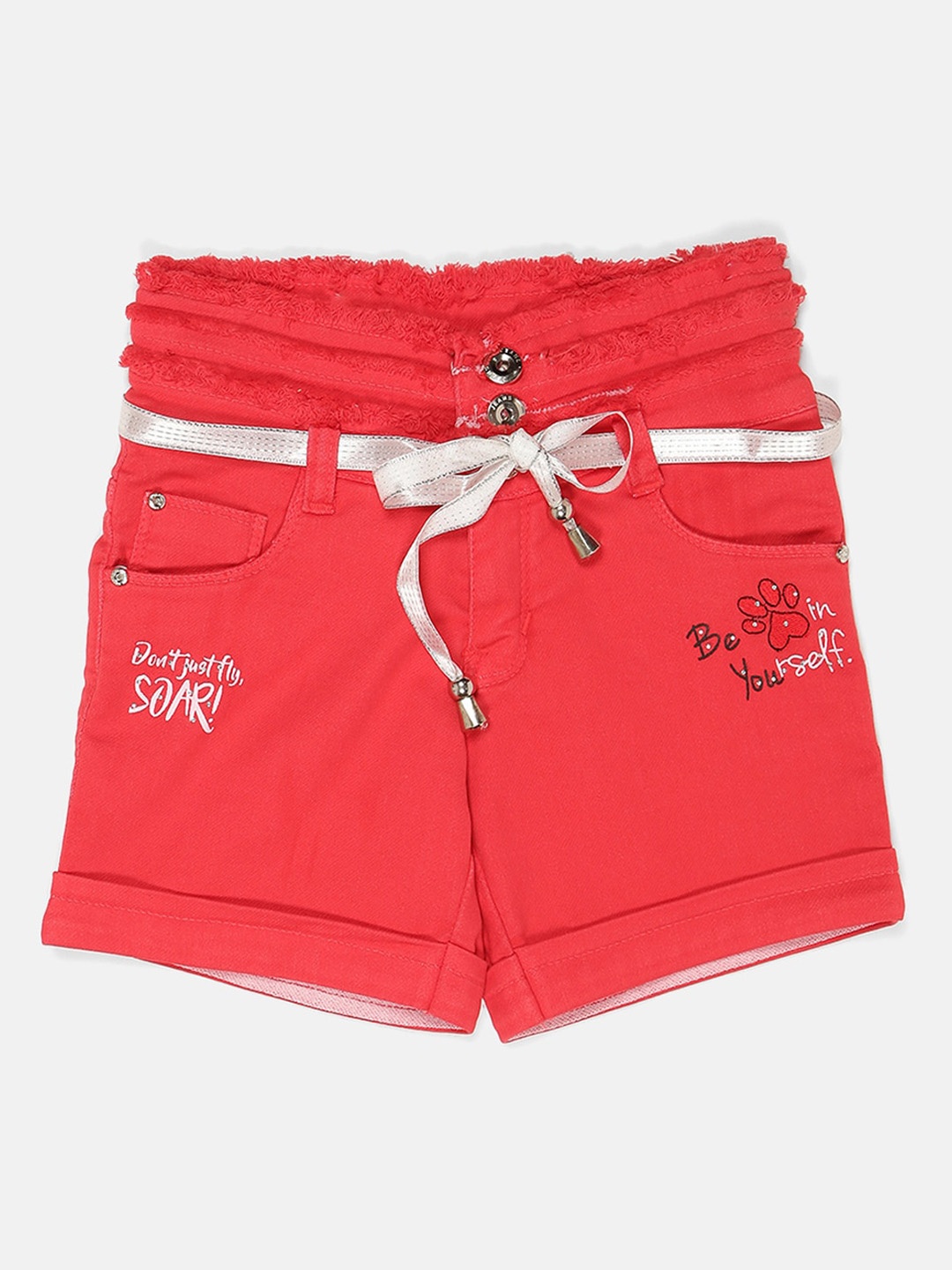 

V2 Value & Variety Girls Red Printed Lace Shorts