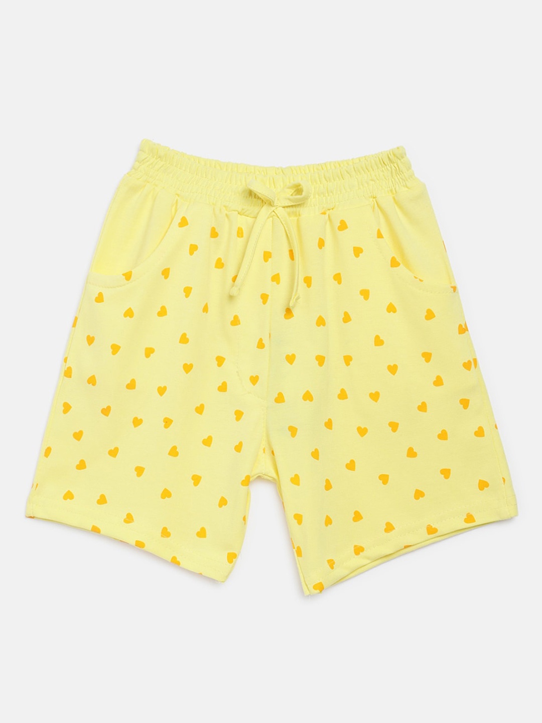 

V2 Value & Variety Girls Yellow Conversational Printed Shorts
