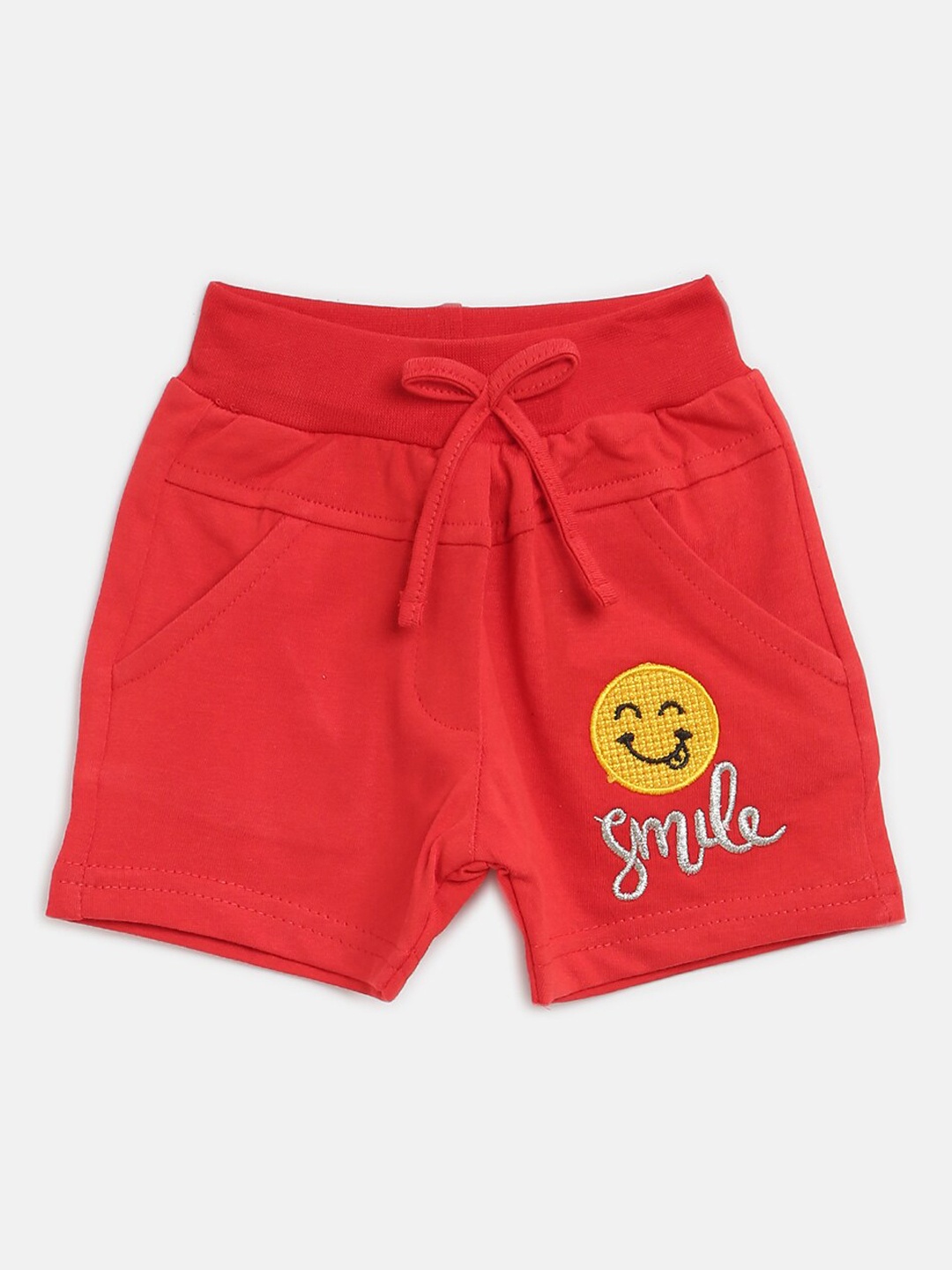 

V2 Value & Variety Girls Red & Yellow Typography Printed Shorts