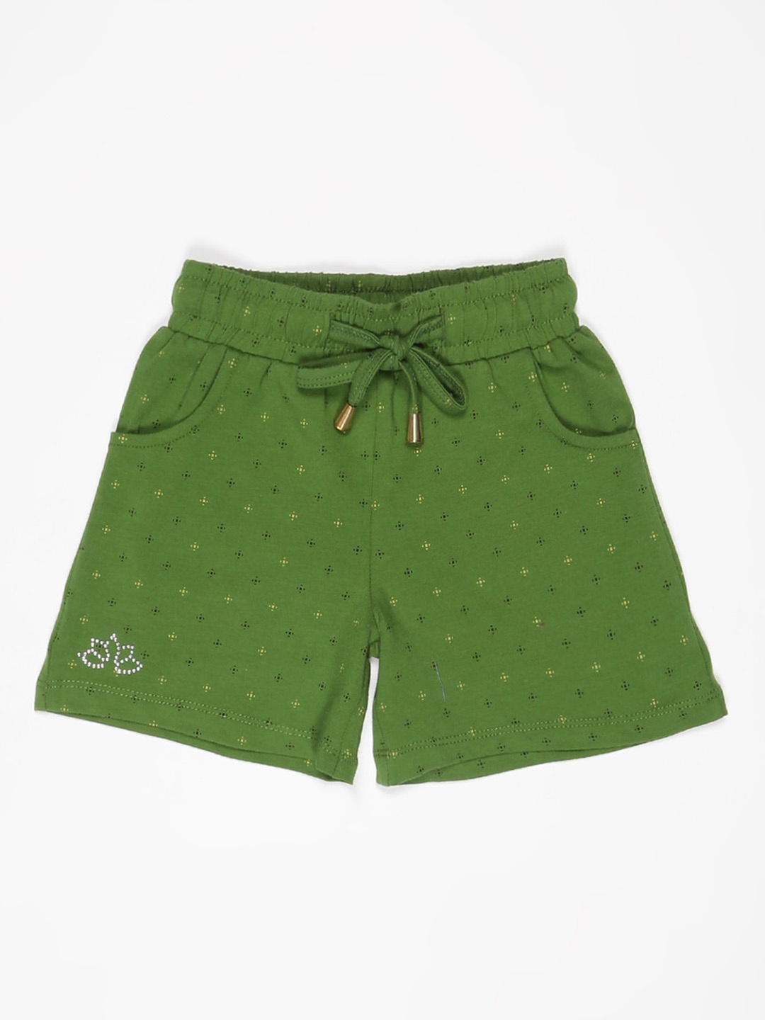 

V2 Value & Variety Girls Green Printed Cotton Shorts