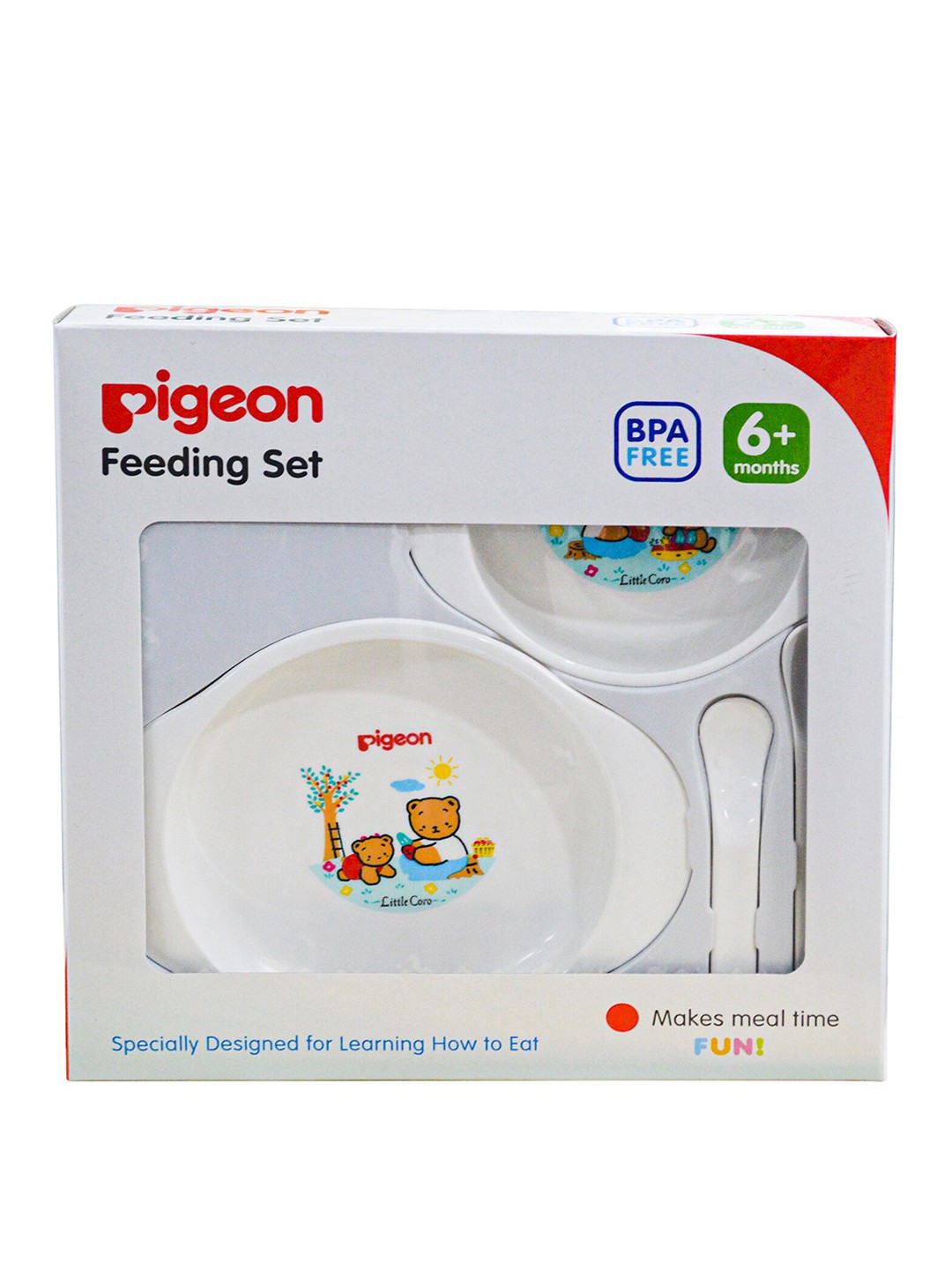 

Pigeon Infant Kids White Printed Feeding Set