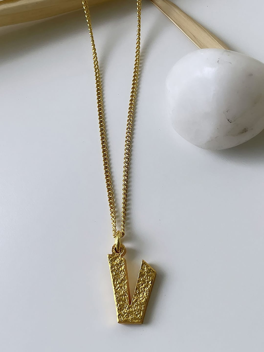 

MNSH Women Gold-Toned & Plated Initial V Minimalistic Necklace