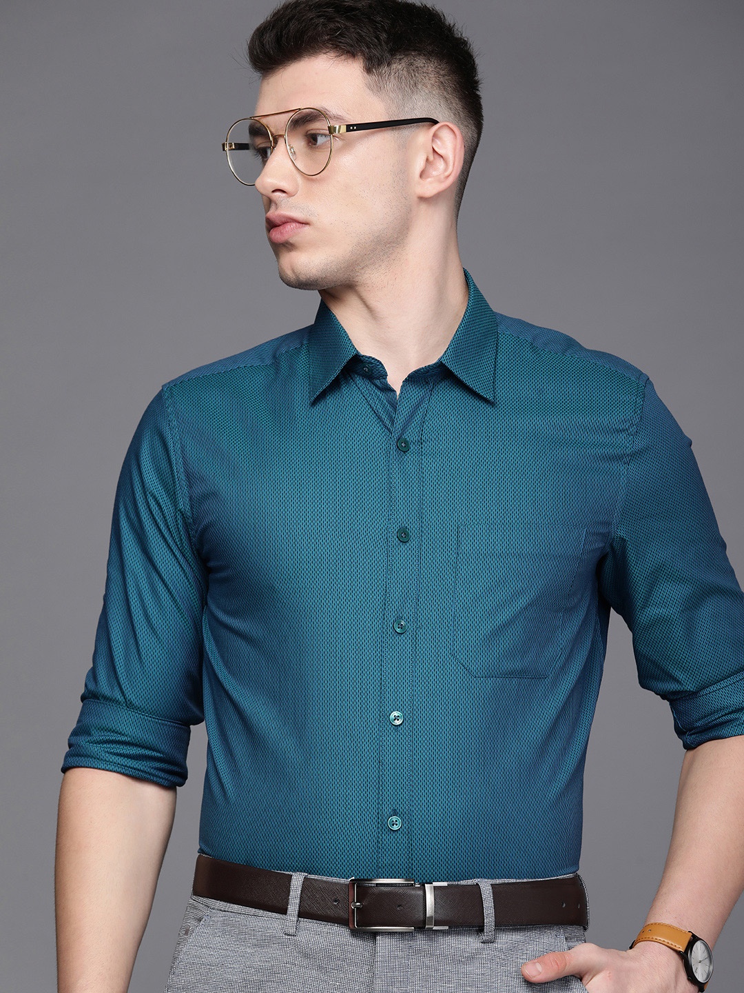 

Louis Philippe Men Blue Slim Fit Formal Shirt