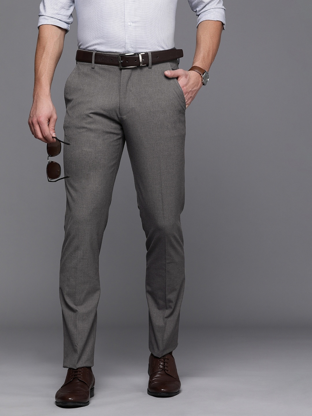 

Louis Philippe Men Grey Super Slim Fit Trousers