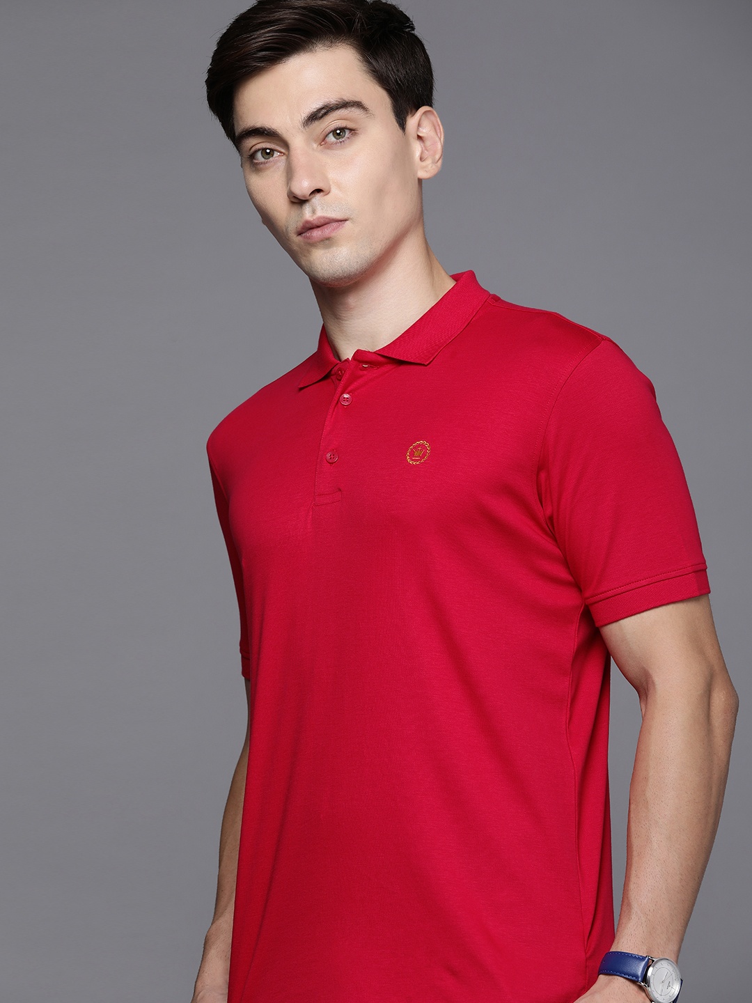 

Louis Philippe Men Red Polo Collar Pure Cotton T-shirt