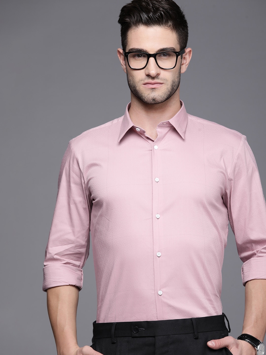 

Louis Philippe Ath Work Men Pink Super Slim Fit Smart Casual Shirt