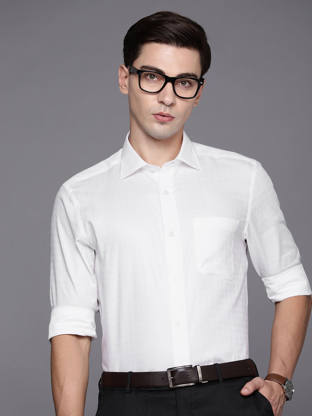

Louis Philippe Men White Classic Fit Pure Cotton Formal Shirt