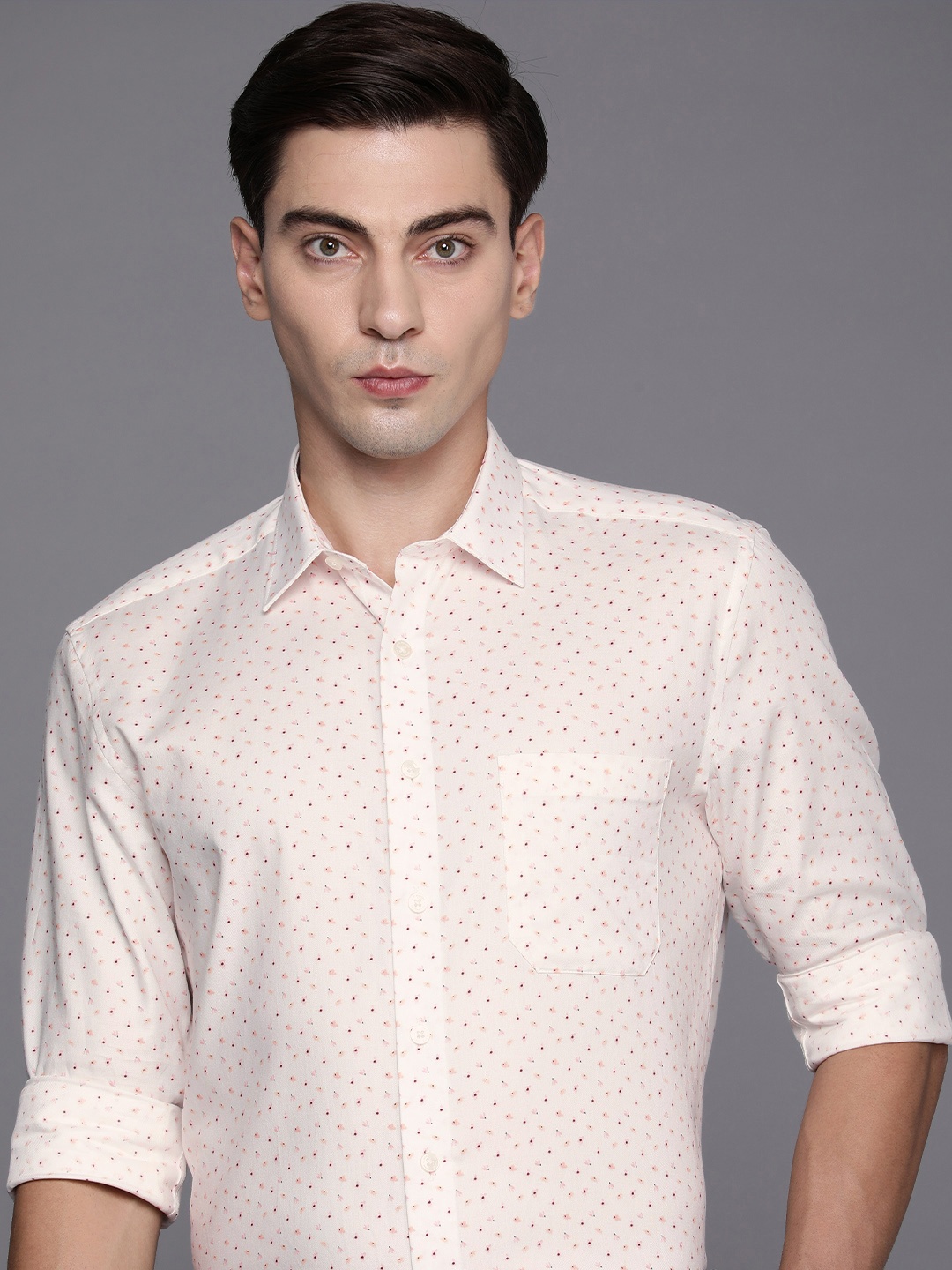 

Louis Philippe Men Pink Pure Cotton Slim Fit Floral Printed Semiformal Shirt