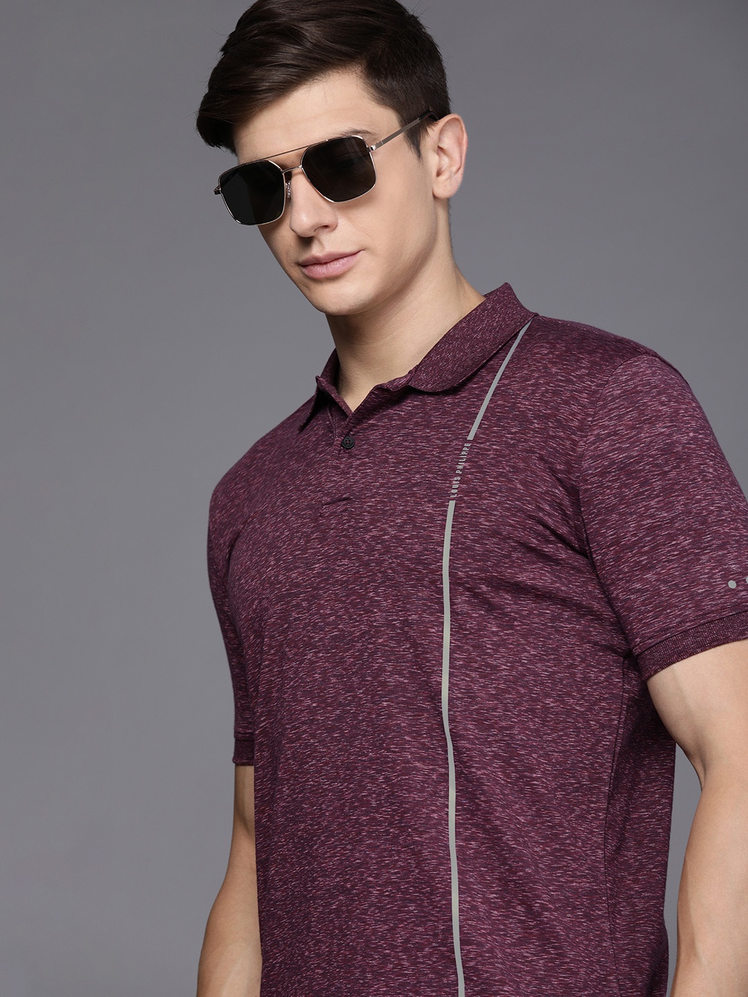 

Louis Philippe Ath Work Men Purple Polo Collar Slim Fit Casual T-shirt