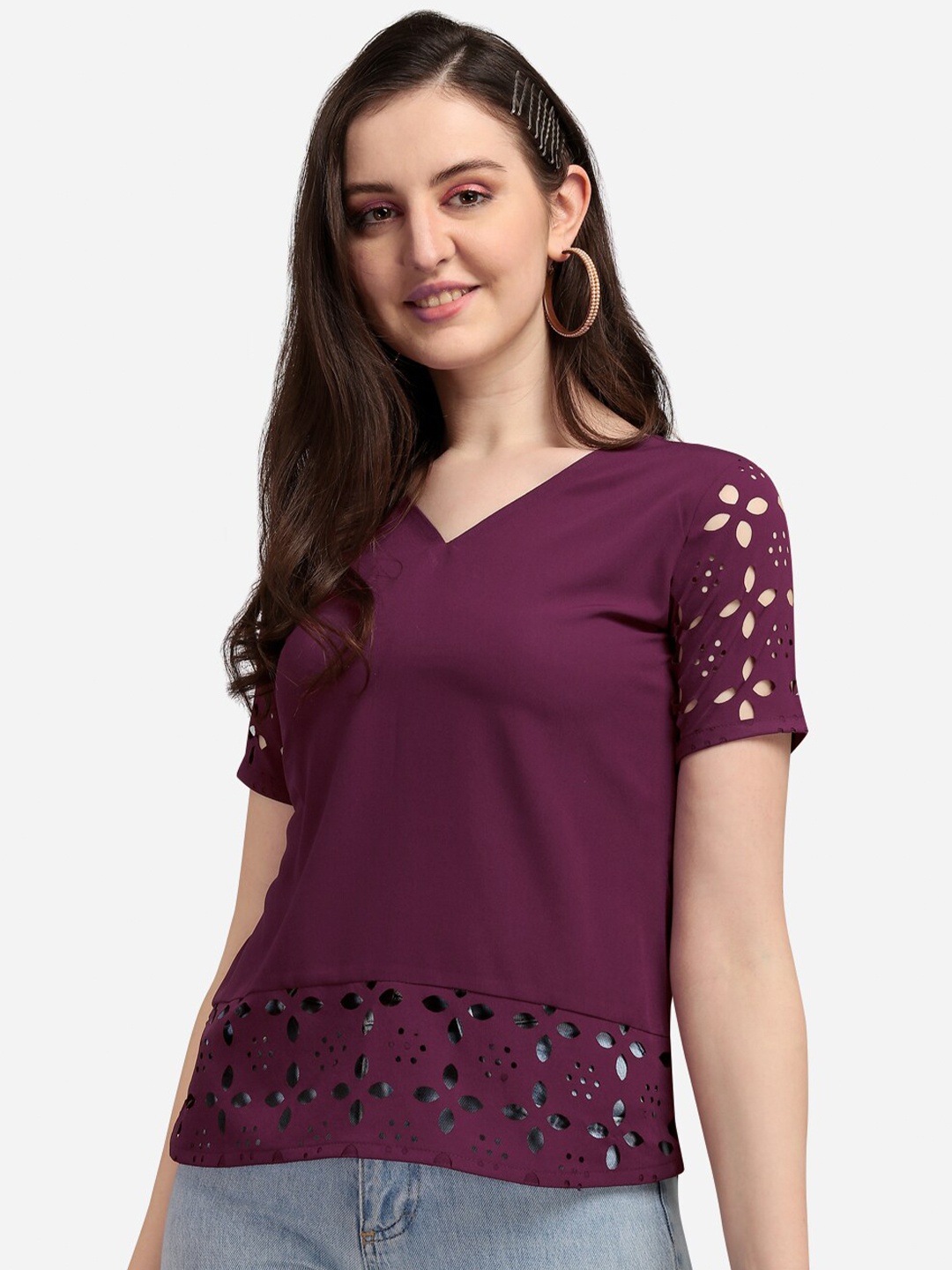 

Selvia Purple Crepe Top