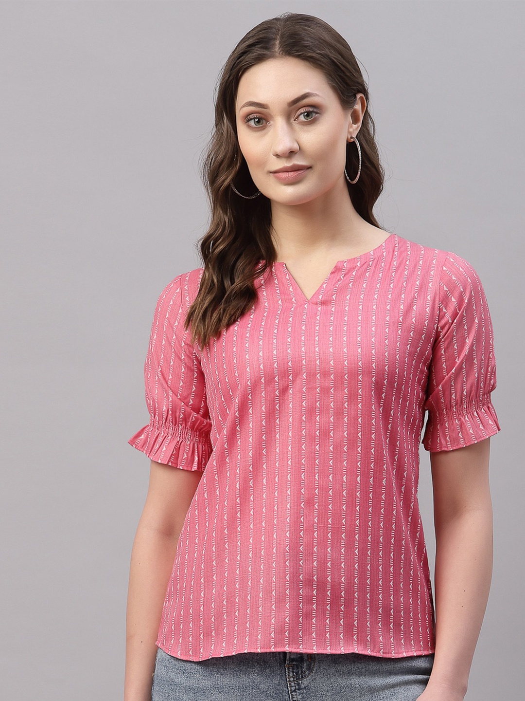 

Selvia Women Pink Geometric Print Top
