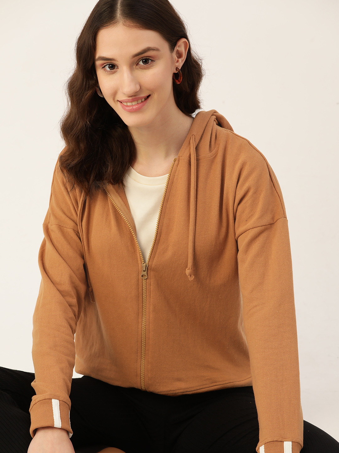 

DressBerry Women Khaki Solid Whipped for Varsity Sweatshirt