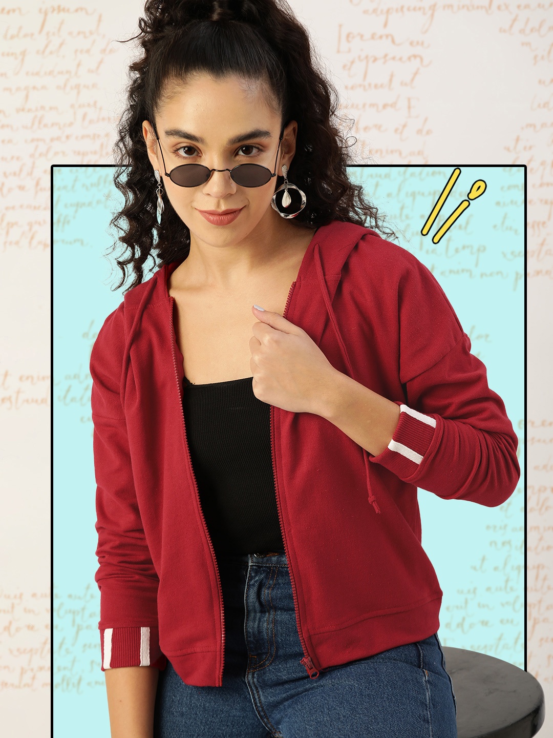 

DressBerry Women Maroon Hooded Sweatshirt