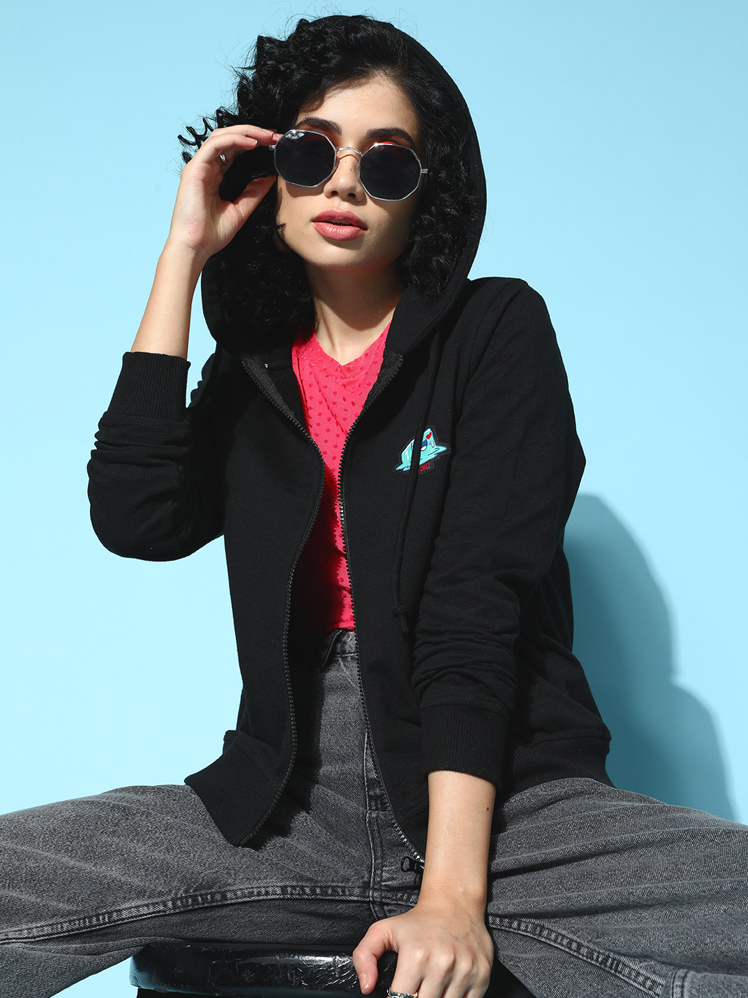 

DressBerry Women Black Solid Seriously Silly Sweatshirt