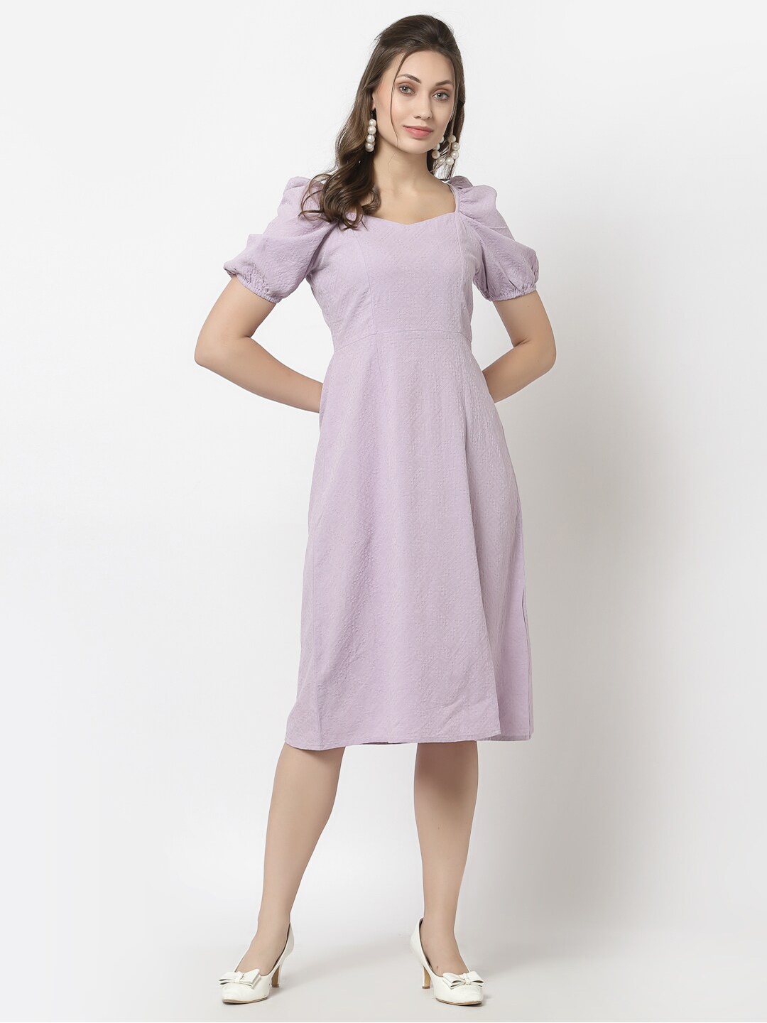 

Gipsy Purple Sweetheart Neck A-Line Dress