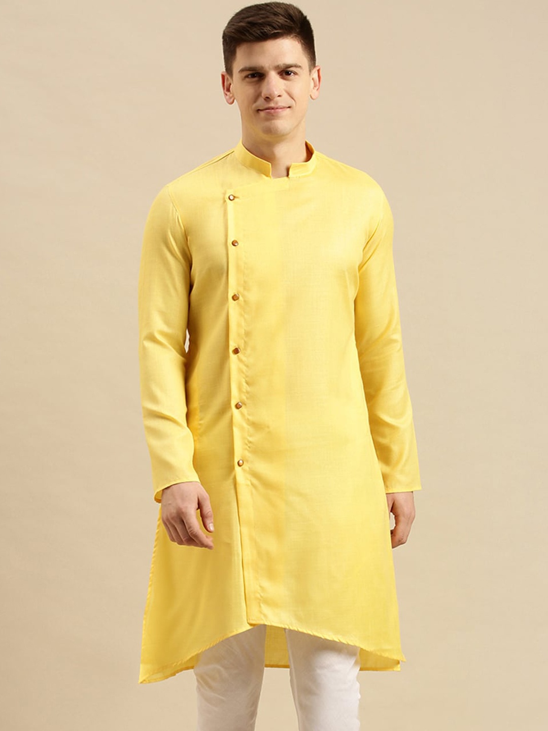 

Sanwara Men Yellow Pastels Kurta