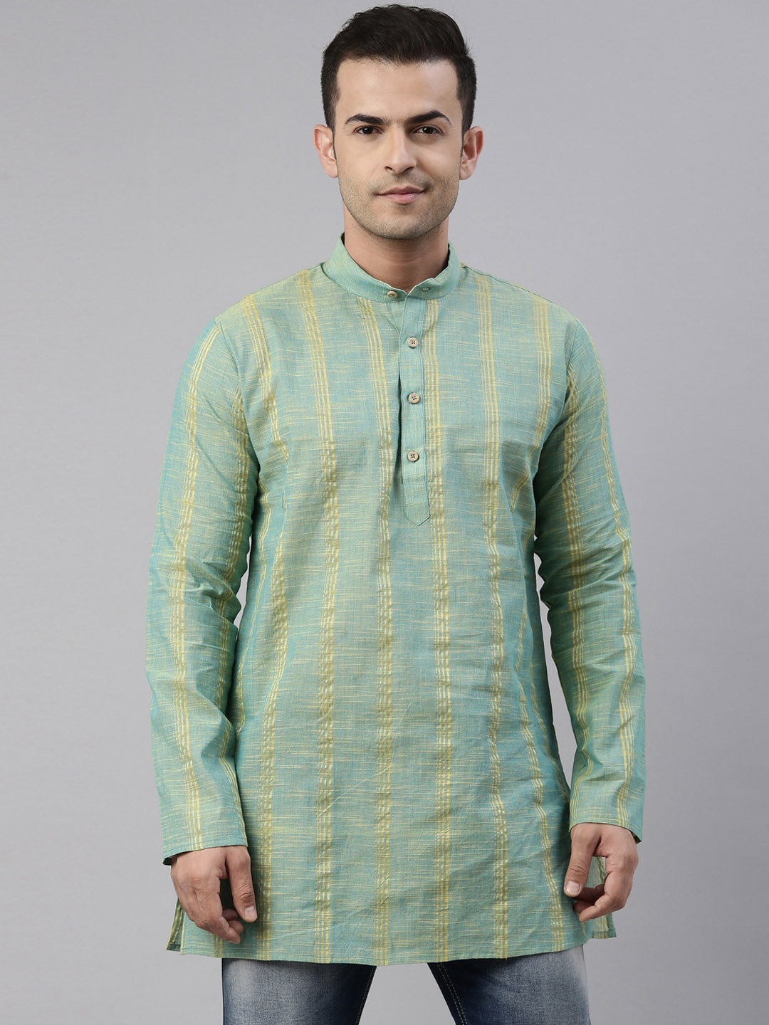 

TATTVA Men Green Patchwork Kurta