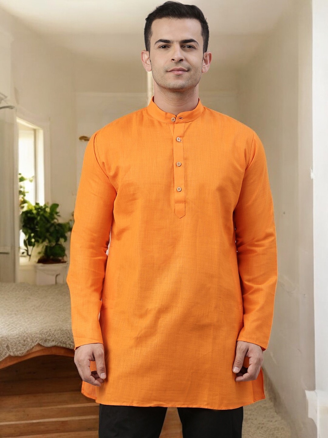 

TATTVA Men Orange Thread Work Kurta