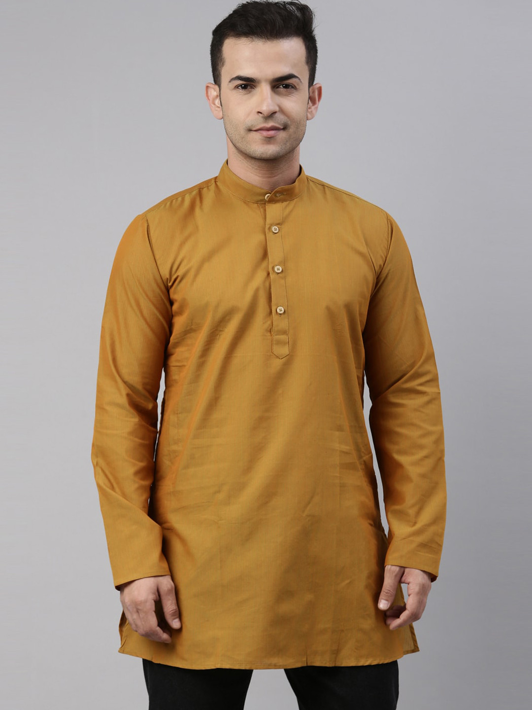 

TATTVA Men Mustard Yellow Patchwork Kurta