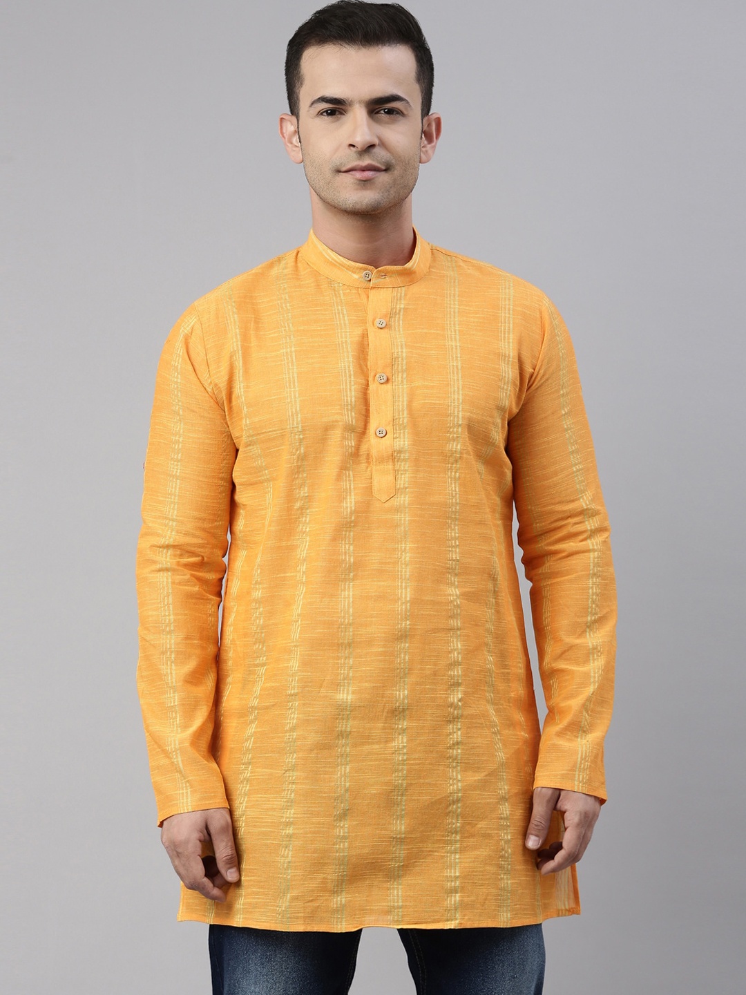 

TATTVA Men Orange Patchwork Kurta