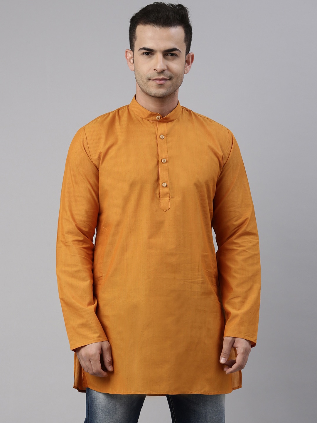 

TATTVA Men Yellow Patchwork Kurta