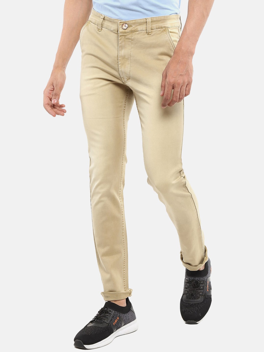 

V-Mart Men Khaki Slim Fit Low Distress Stretchable Jeans