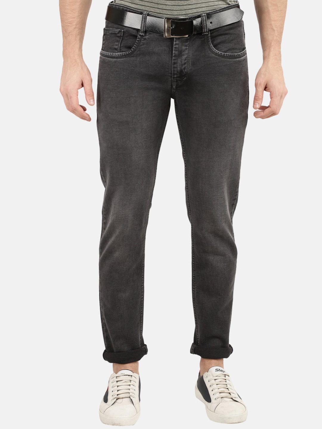 

V-Mart Men Grey Solid Slim-Fit Mid-Rise Jeans