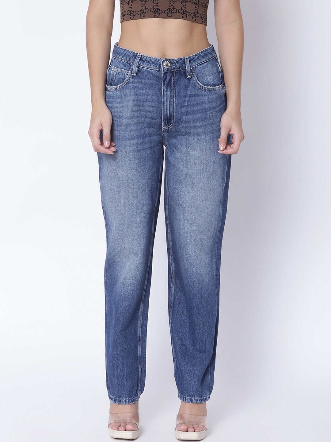 

GUESS Women Blue Light Fade Cotton Jeans