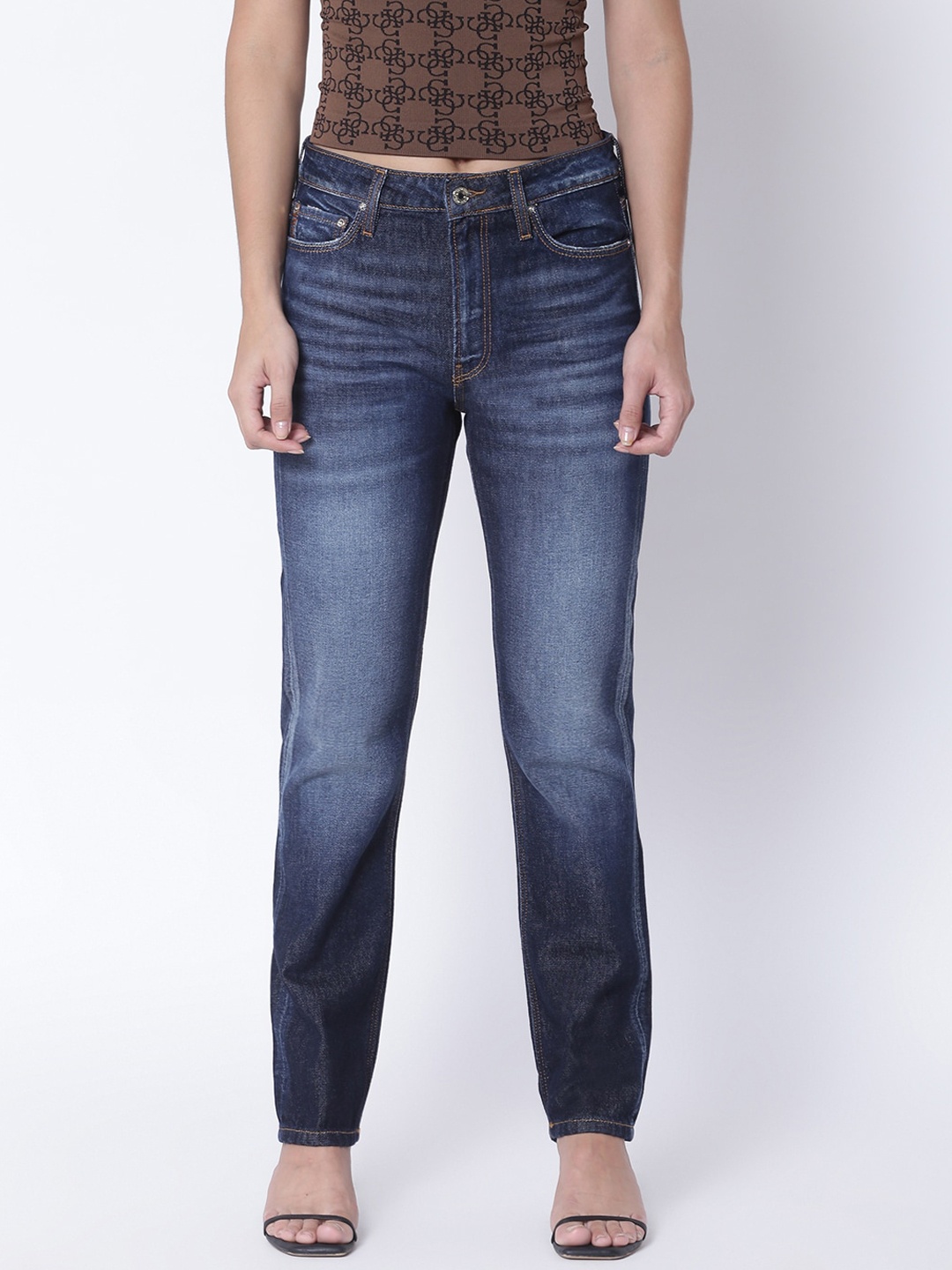 

GUESS Women Blue Heavy Fade Jeans
