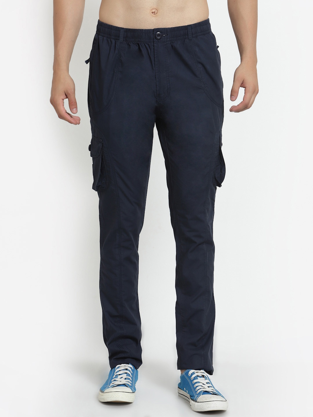 

SAPPER Men Navy Blue Slim Fit Cargos Trousers