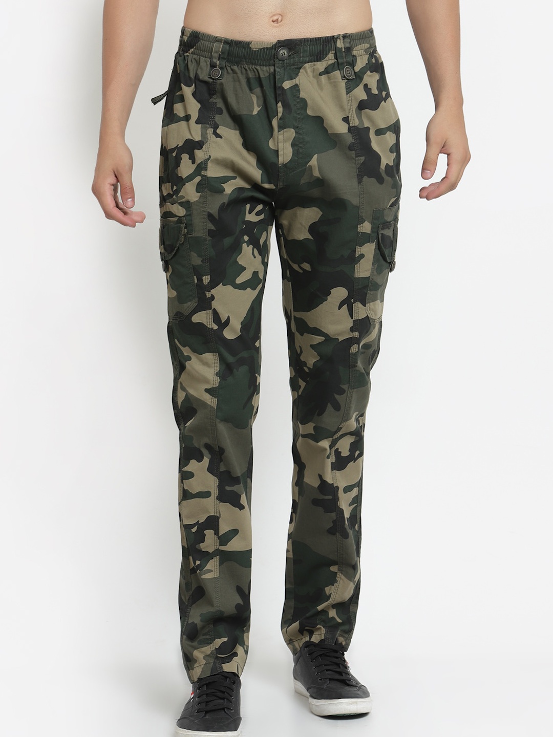 

SAPPER Men Multicoloured Camouflage Printed Slim Fit Cargos Trousers, Multi