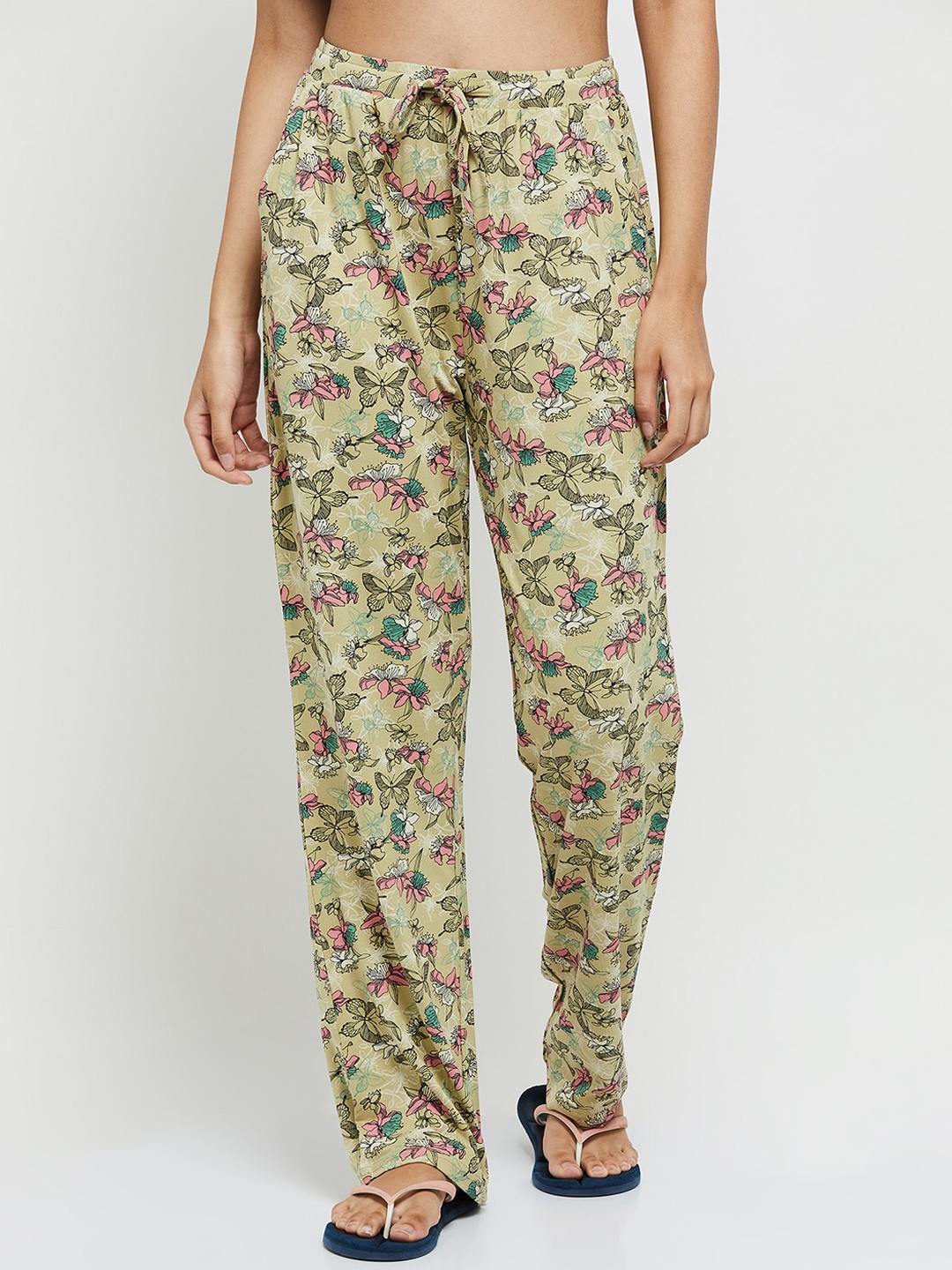 

max Women Green & Pink Printed Lounge Pants