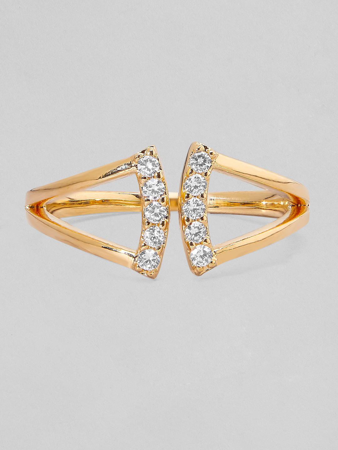 

Rubans Voguish Gold-Plated White AD-Studded Adjustable Finger Ring