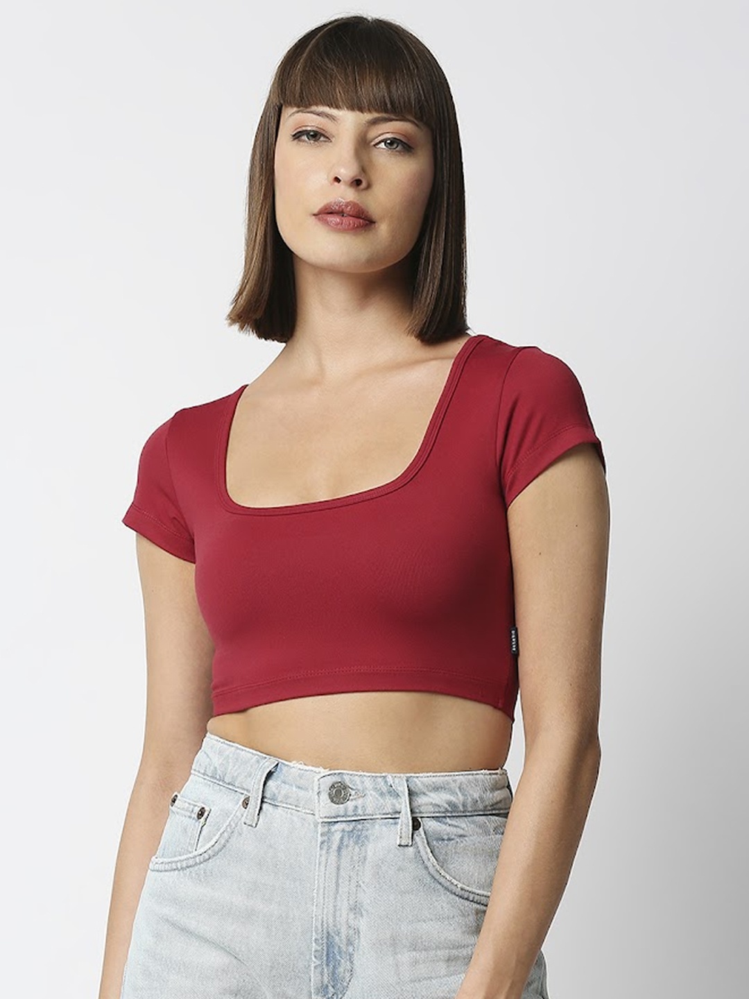 

Disrupt Women Maroon Solid Crop Top