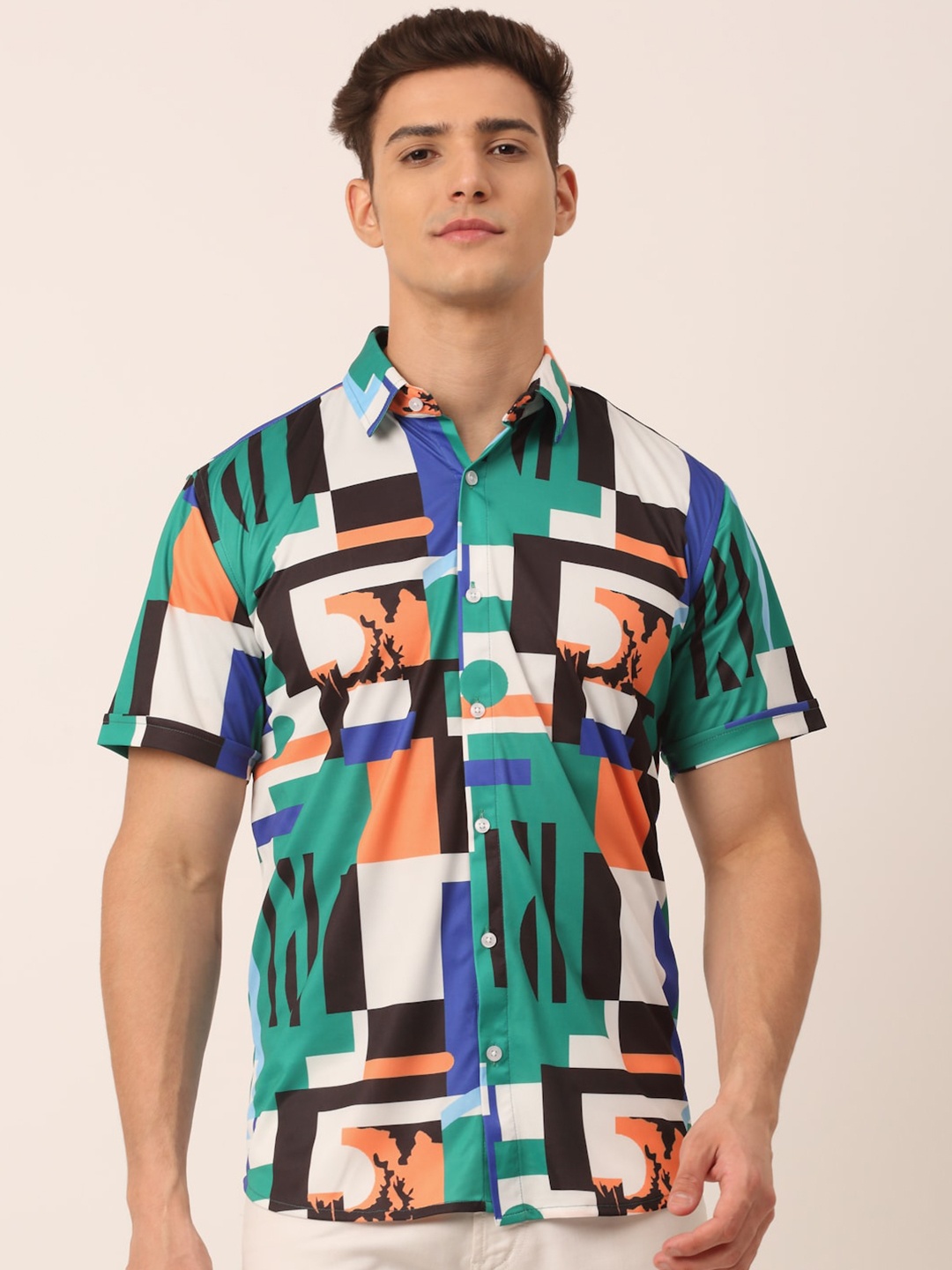 

JAINISH Men Green Standard Printed Casual Shirt