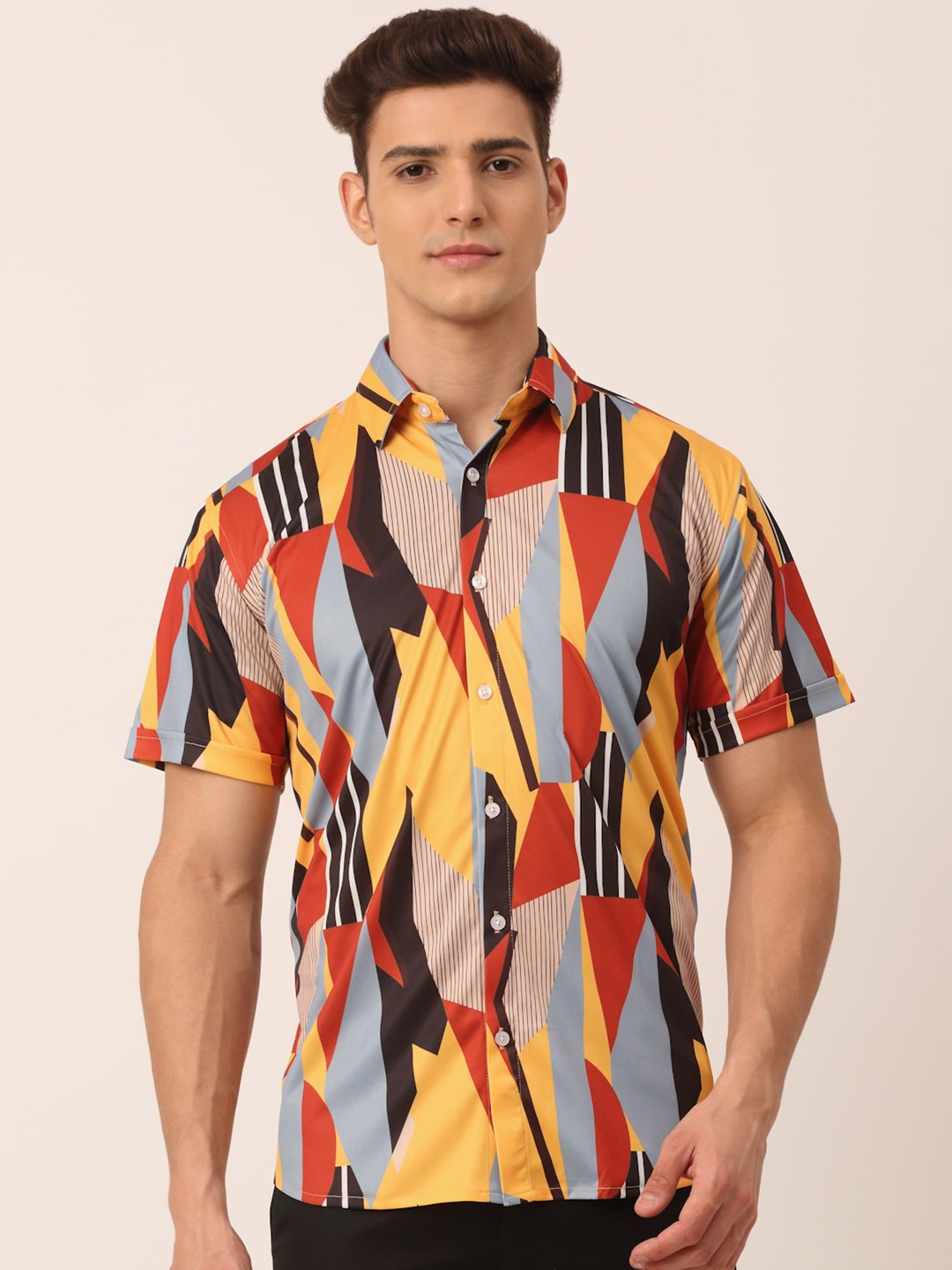 

JAINISH Men Yellow Standard Printed Casual Shirt