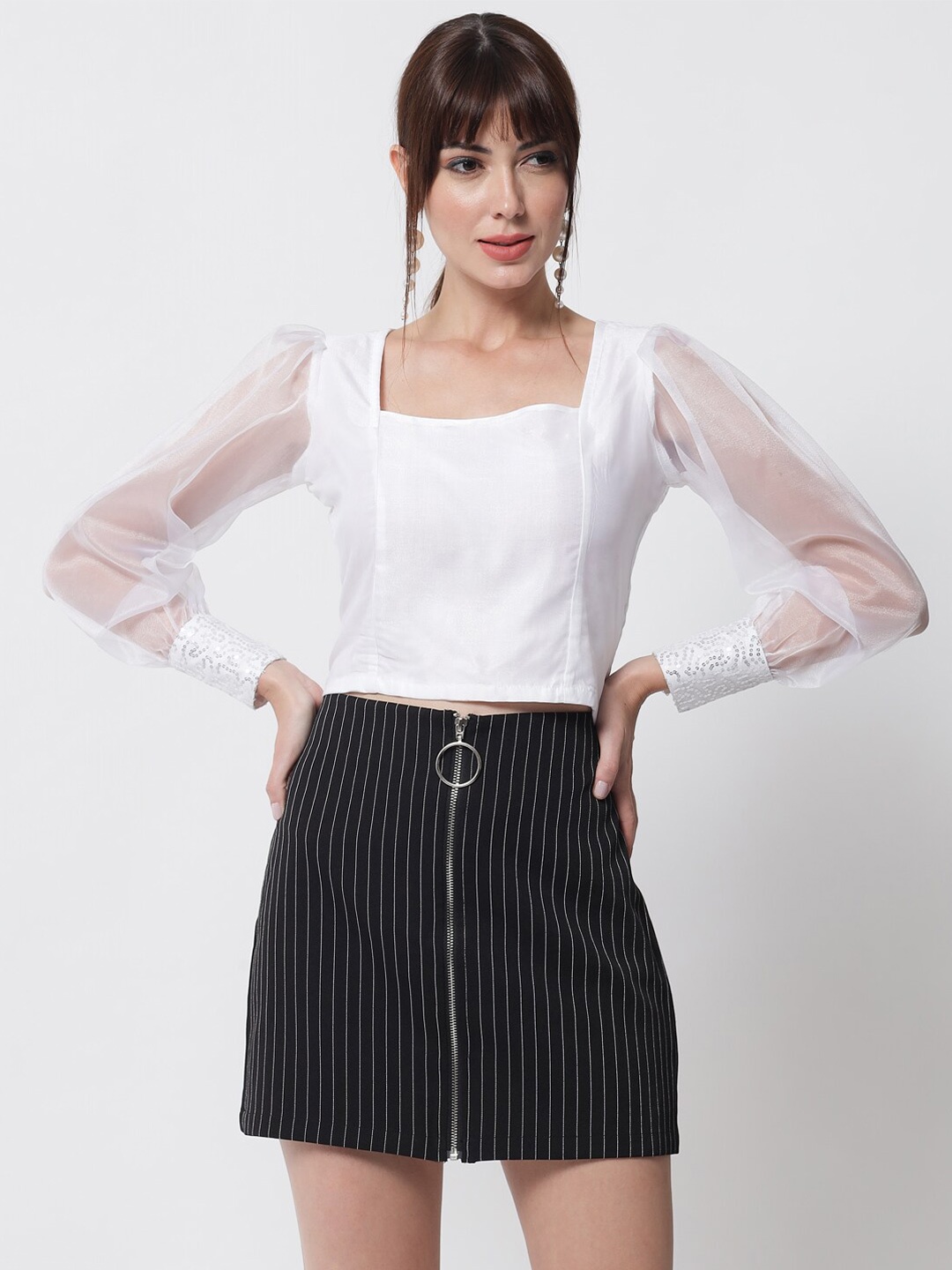 

studio rasa White Sheen Top