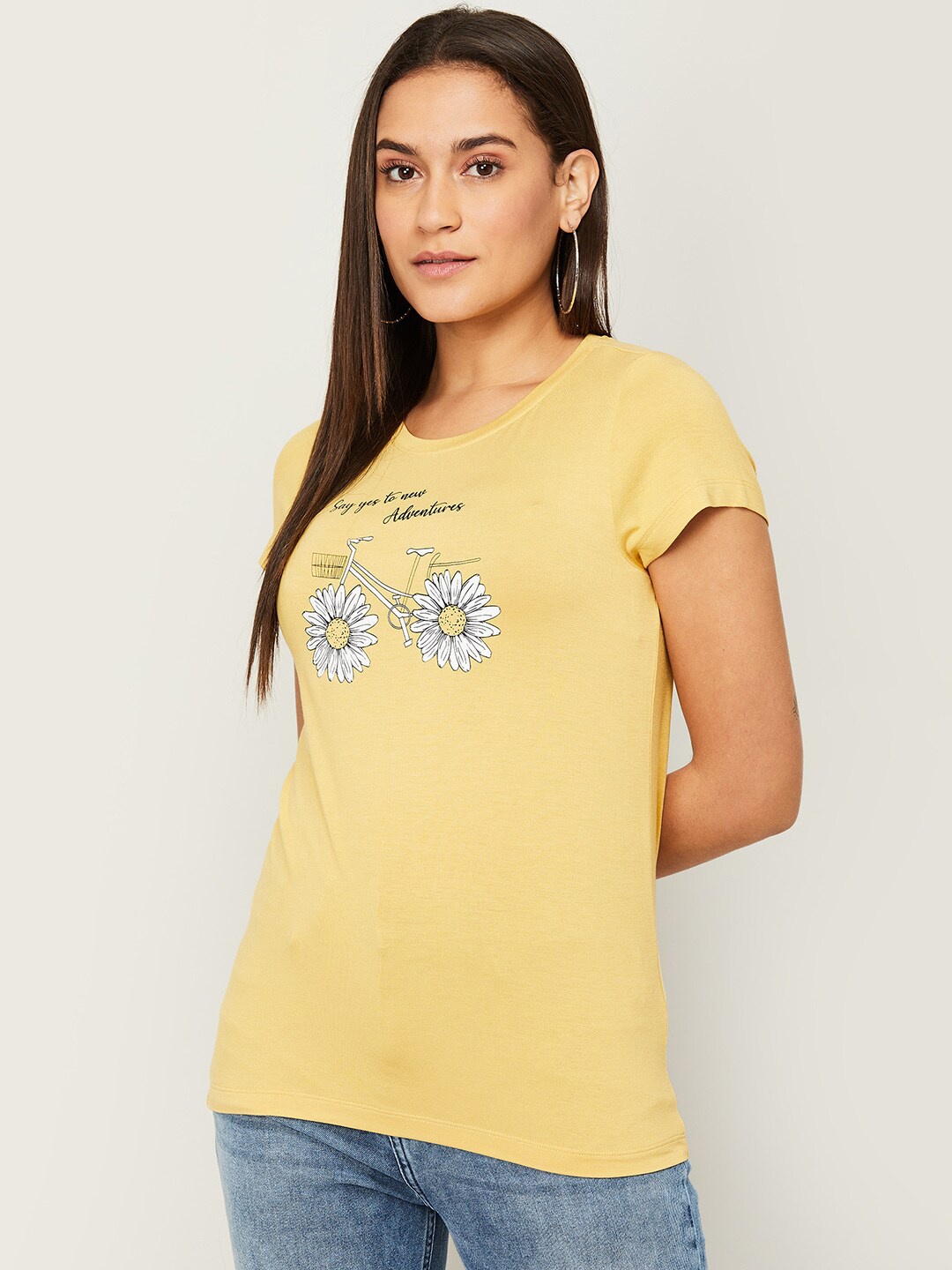 

Fame Forever by Lifestyle Yellow Floral Print Top