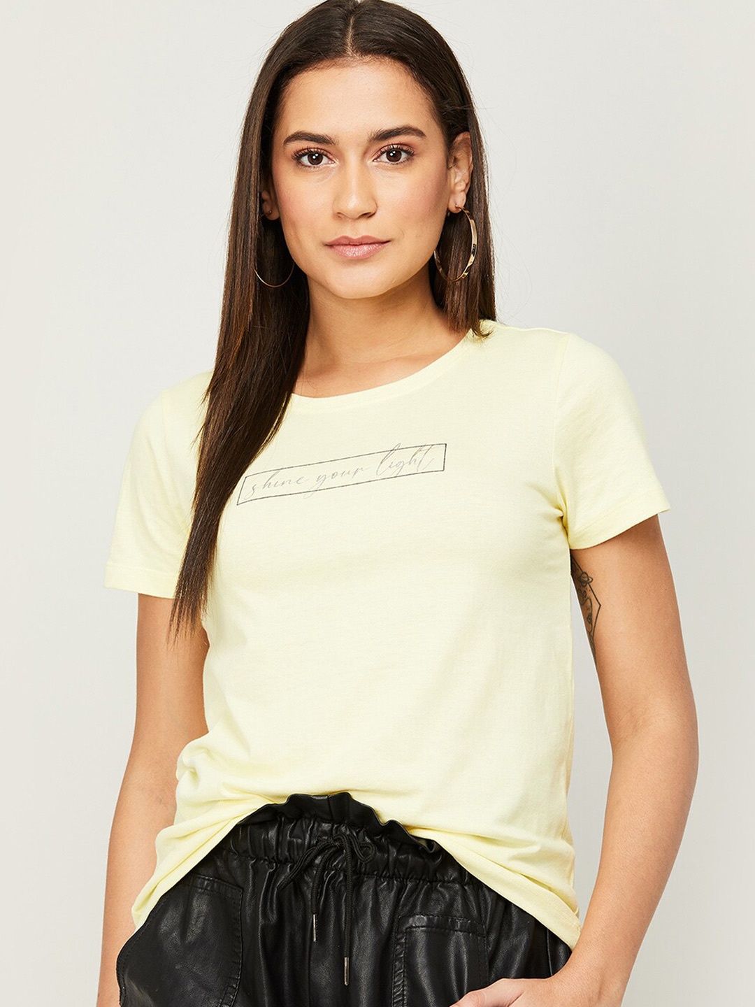 

Fame Forever by Lifestyle Yellow Solid Casual Top