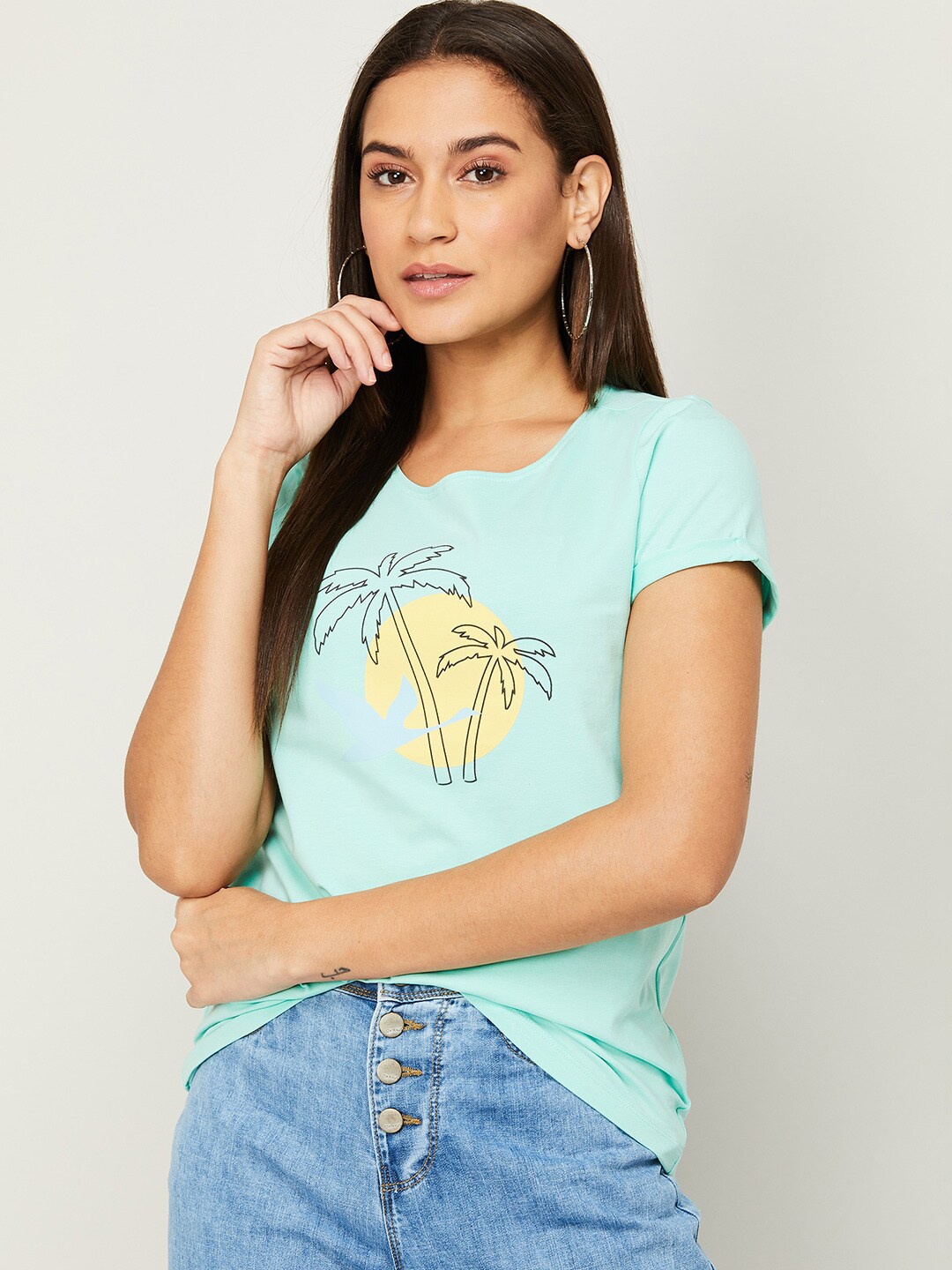 

Fame Forever by Lifestyle Green Tropical Print Top
