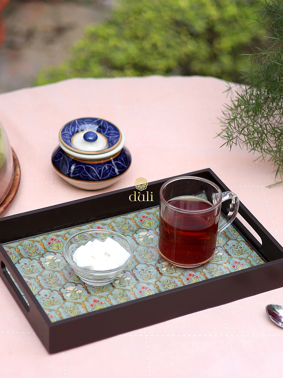 

DULI Silver-Toned & Brown Enamel Coated Multipurpose Tray