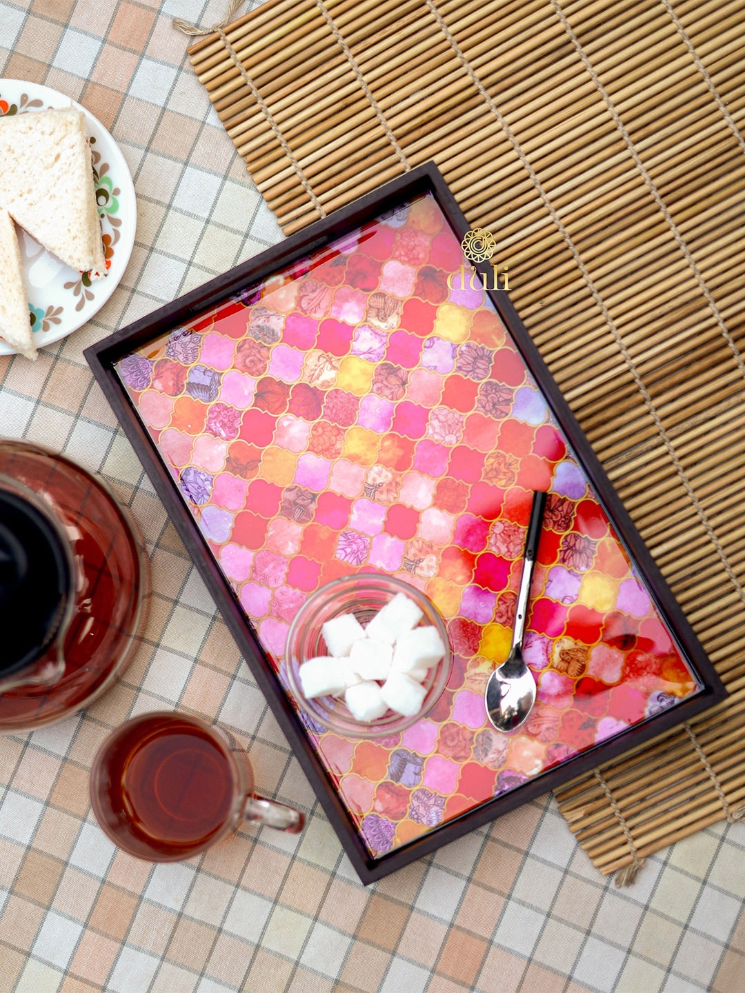 

DULI Pink & White Enamel Coated Multipurpose Tray