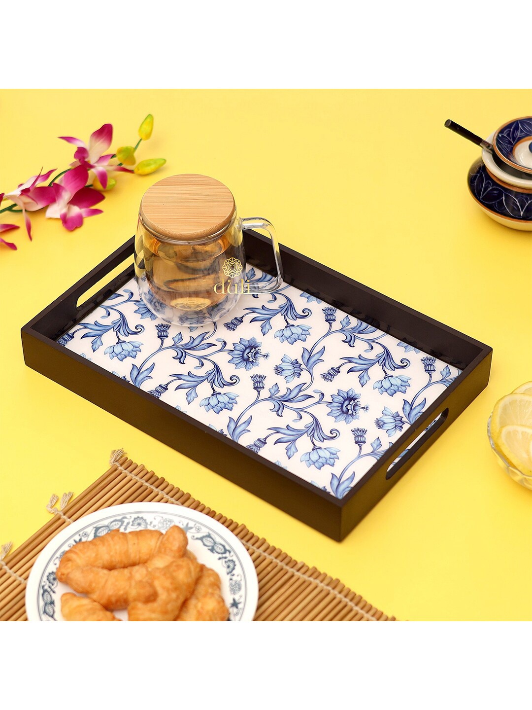 

DULI Blue & White Painted Enamel Coated Multipurpose Tray