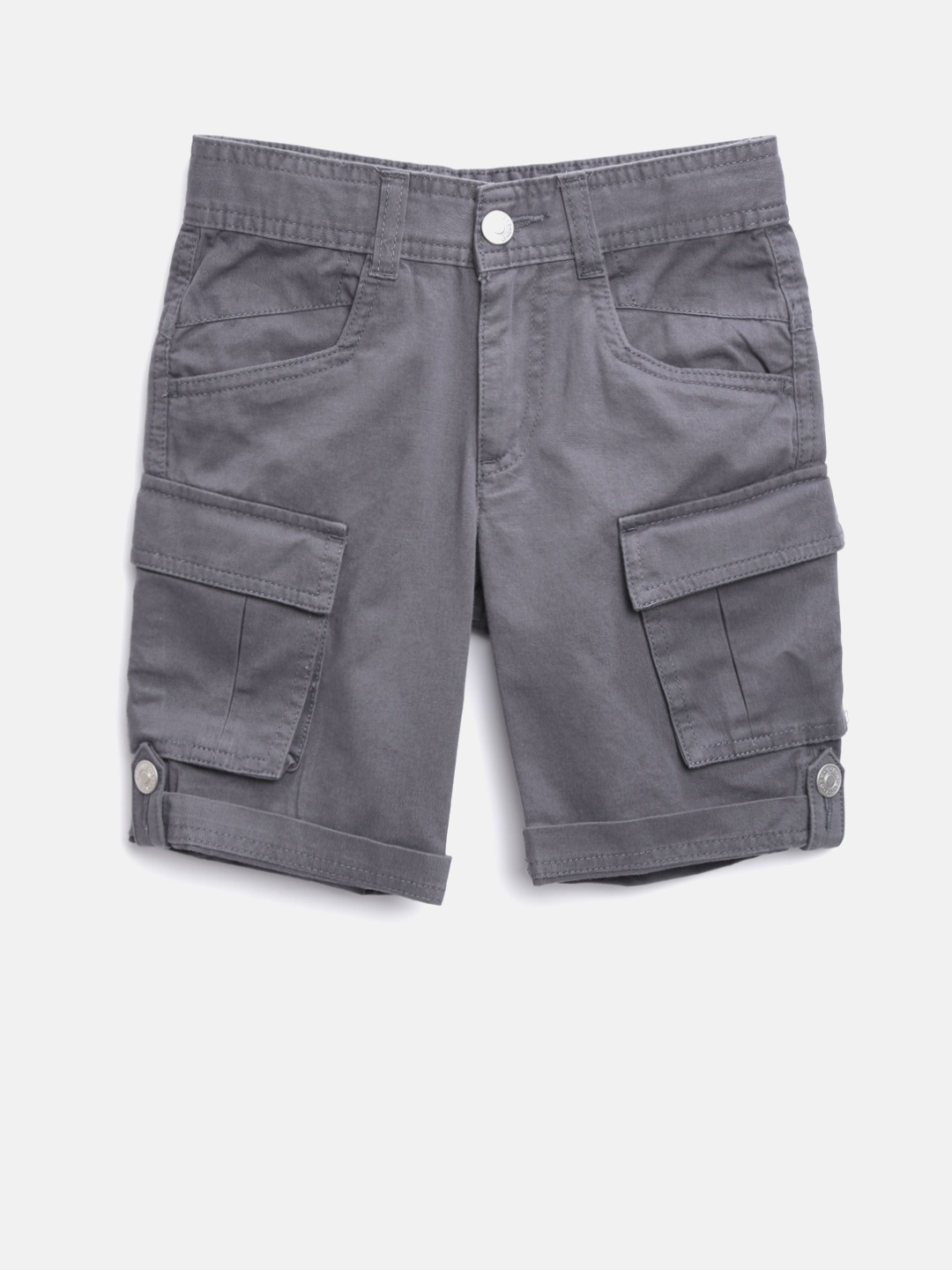 

United Colors of Benetton Boys Grey Solid Cargo Shorts