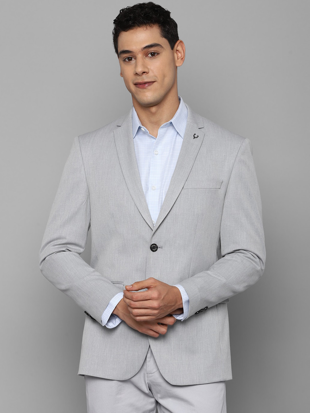 

Allen Solly Men Grey Solid Slim-Fit Single Breasted Formal Blazers