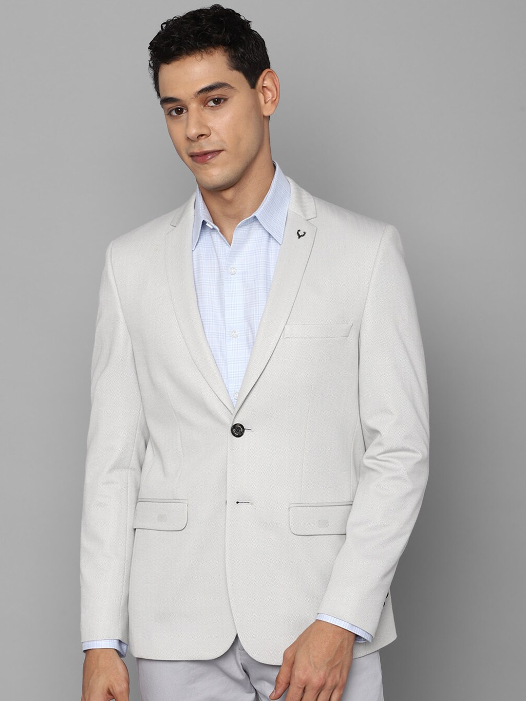 

Allen Solly Men Grey Solid Single-Breasted Slim-Fit Formal Blazer