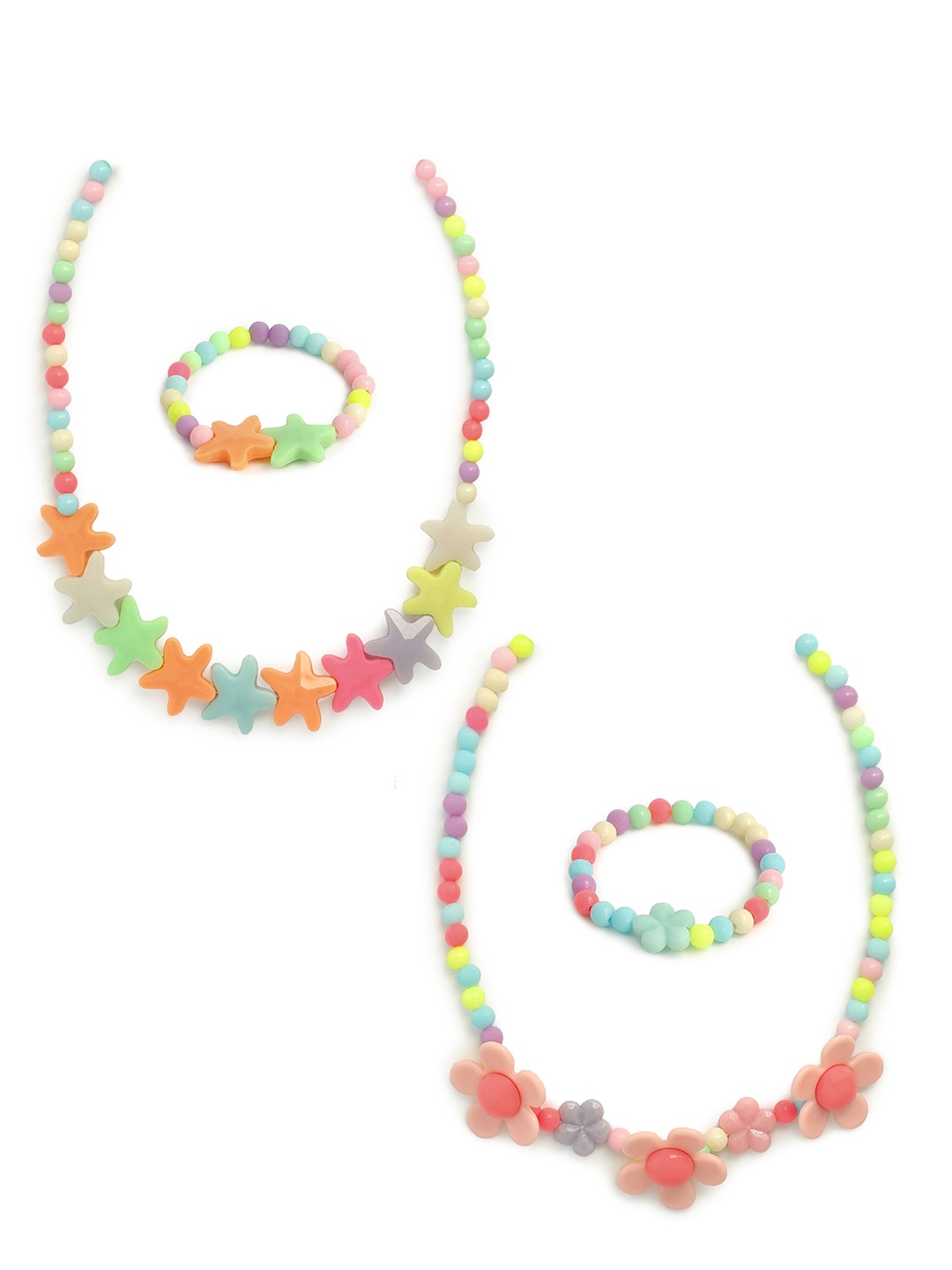 

EL REGALO Girls Set Of 2 Orange & Red Beaded Jewellery Set