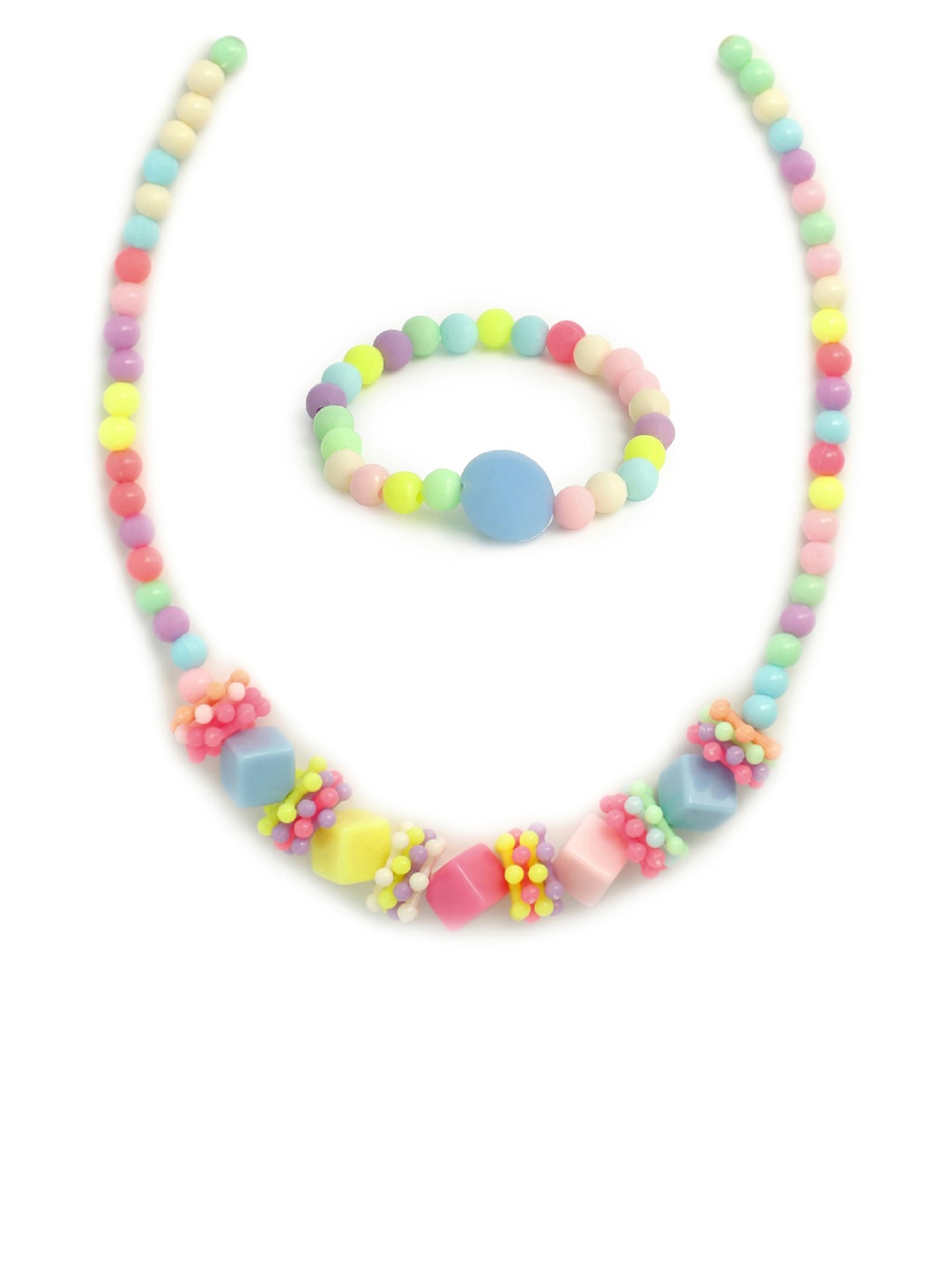 

EL REGALO Blue & Pink Beaded Jewellery Set