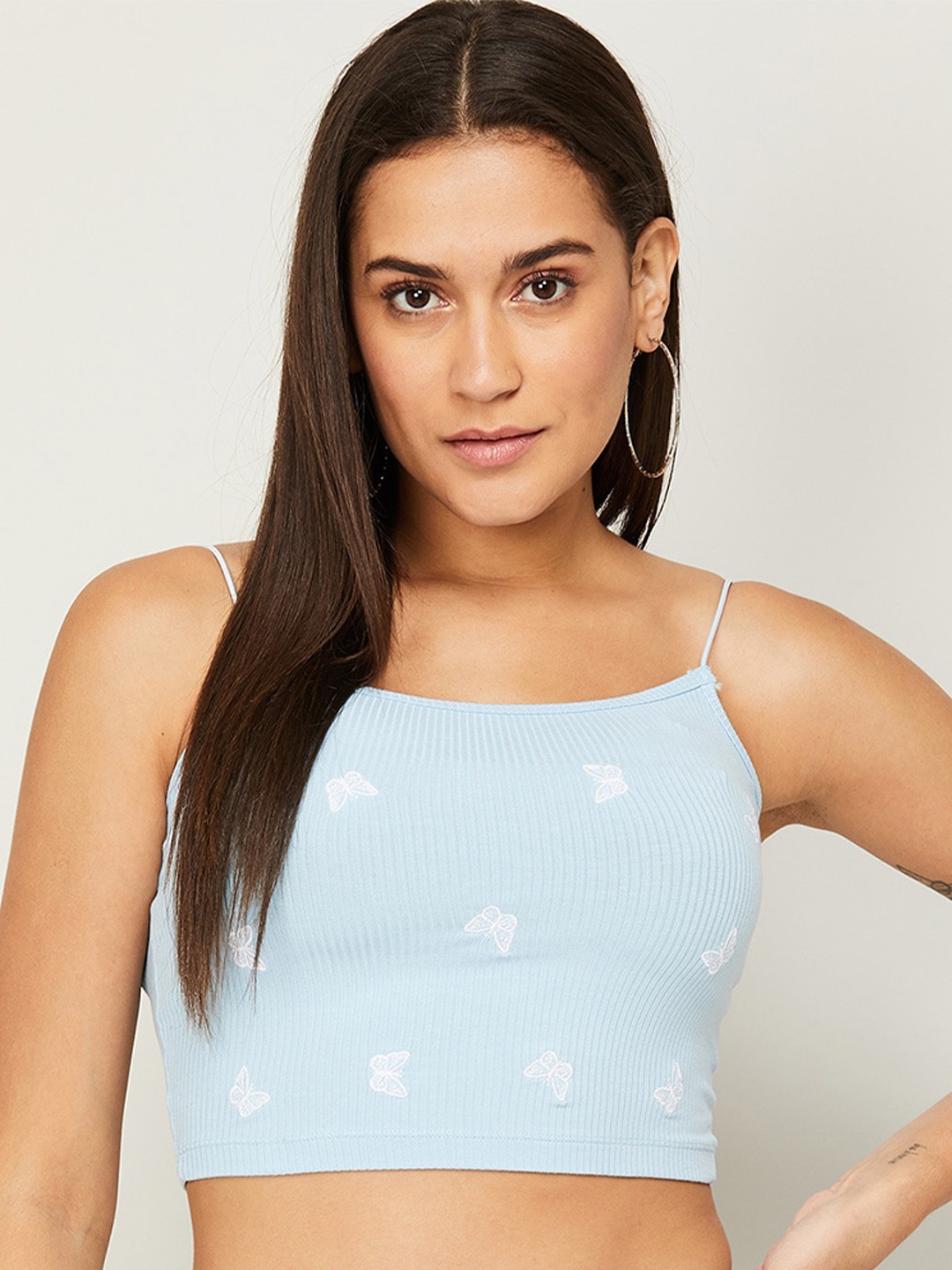 

Ginger by Lifestyle Blue Embellished Crop Top